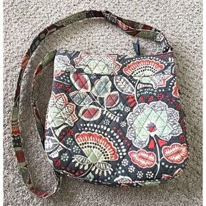 Vera Bradley Nomadic Floral Hipster Crossbody Gray Orange Green Triple Zip